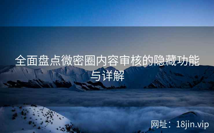 全面盘点微密圈内容审核的隐藏功能与详解